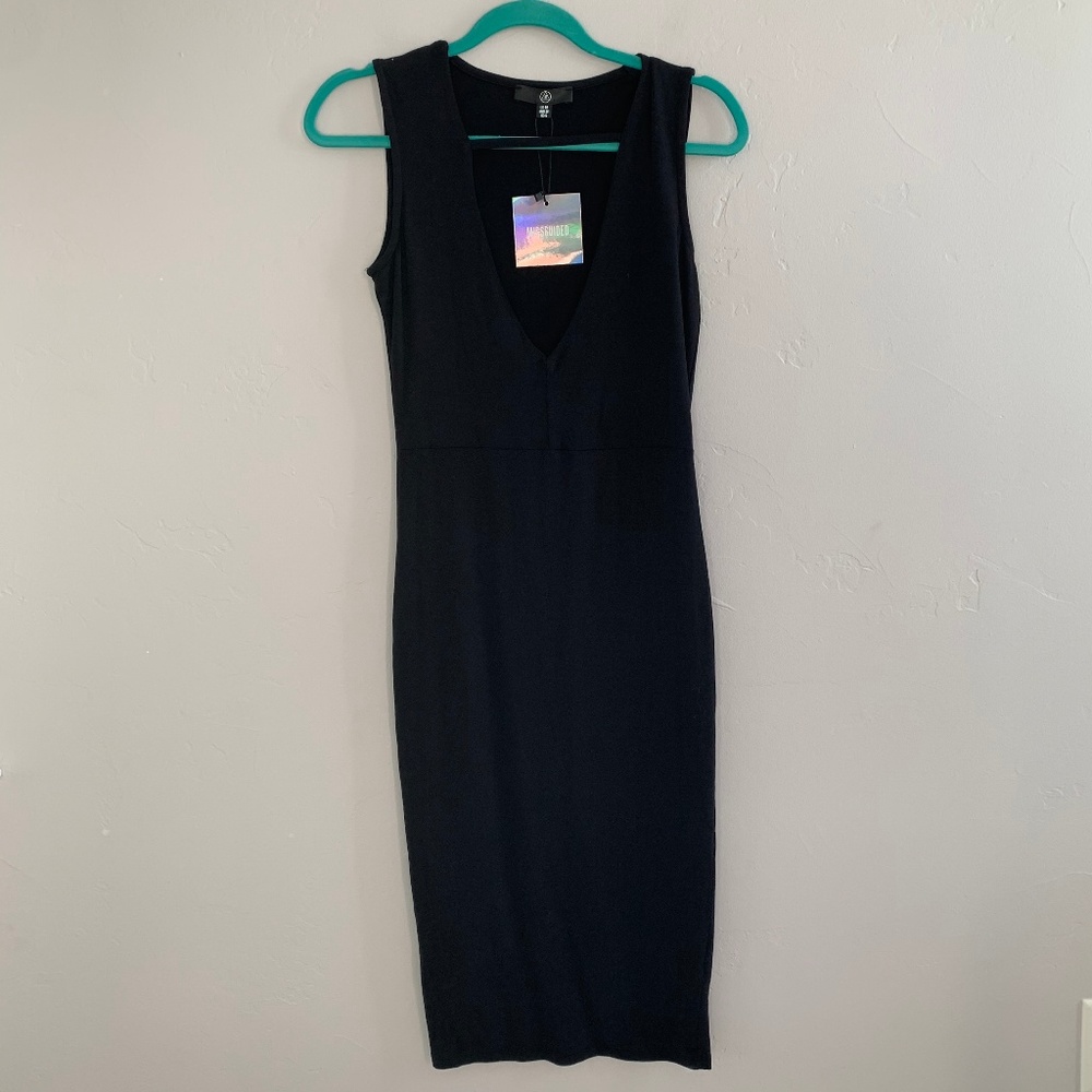 NWT Missguided Extreme Plunge Black Midi Dress 6